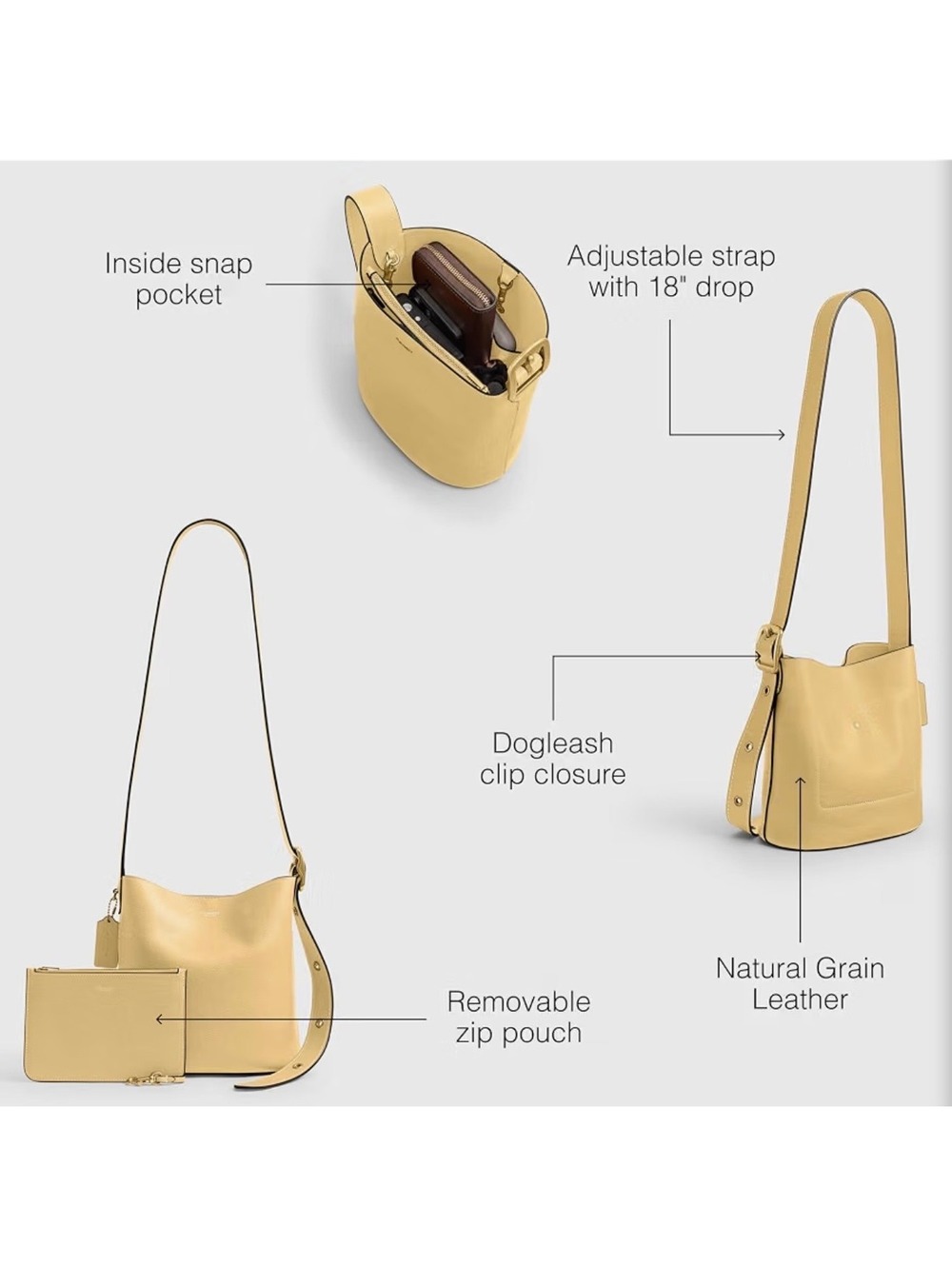 Coach Bleeker Bucket 21 in Vanilla NWT - Picture 2 of 2